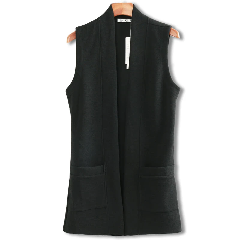 中长款开衫马甲西装男春季修身马夹背心韩版潮流个性黑色无袖外套