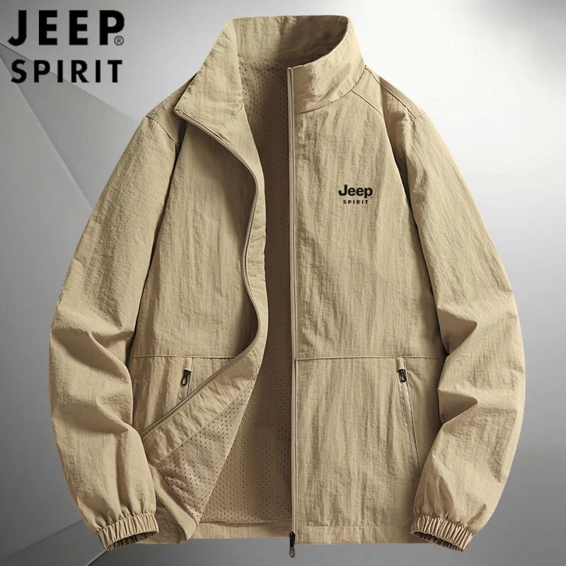 JEEP SPIRIT夹克外套男2024春秋季薄款户外休闲大码宽松立领上衣