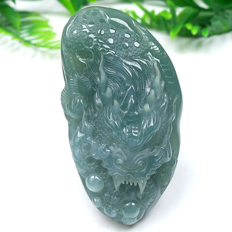天然A货翡翠冰润随形小件霸气龙牌吊坠生意兴隆尺寸62.2-33-16mm