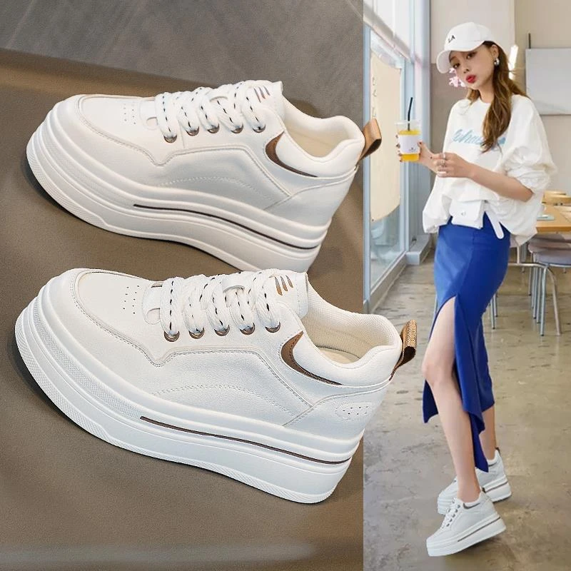 厚底爆款小白鞋女内增高2025新款松糕底真皮百搭小个子休闲鞋单鞋