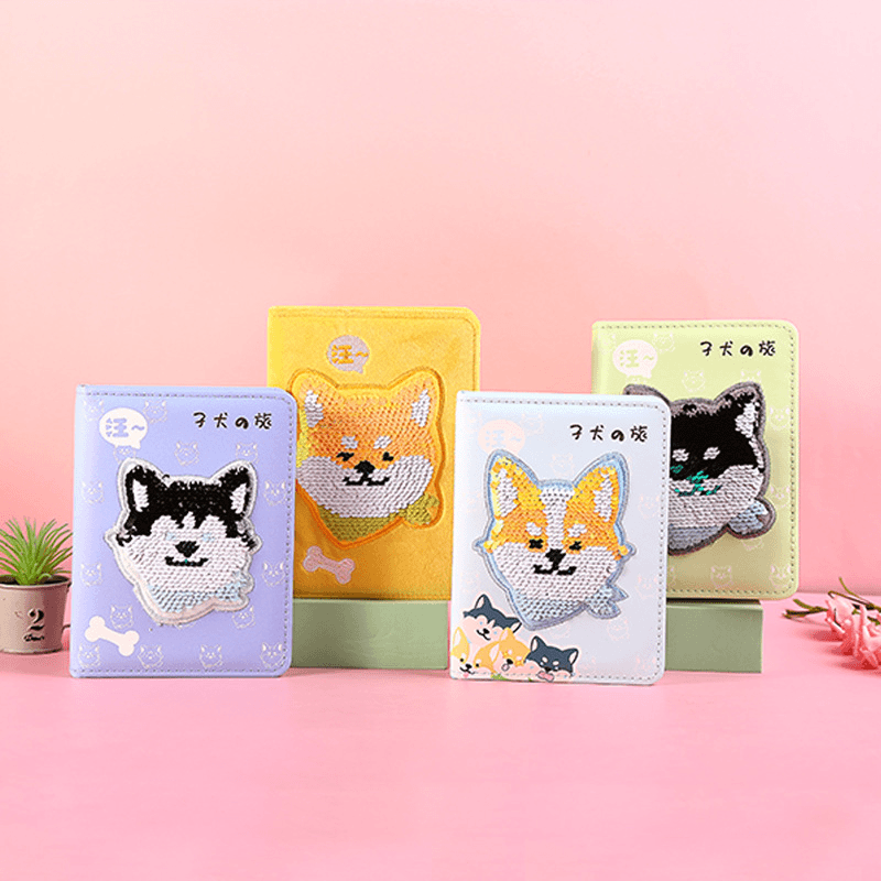 呆萌小狗拨拨亮片儿童定制笔记本 少女创意文具作业本礼物手账本