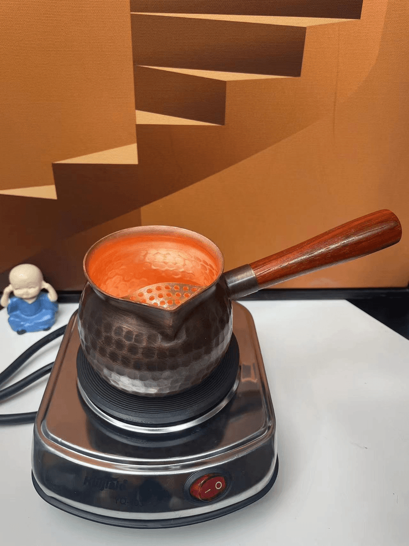 【新300】纯紫铜煮茶罐一张打纯手工打造木把复古大西北罐罐茶围炉