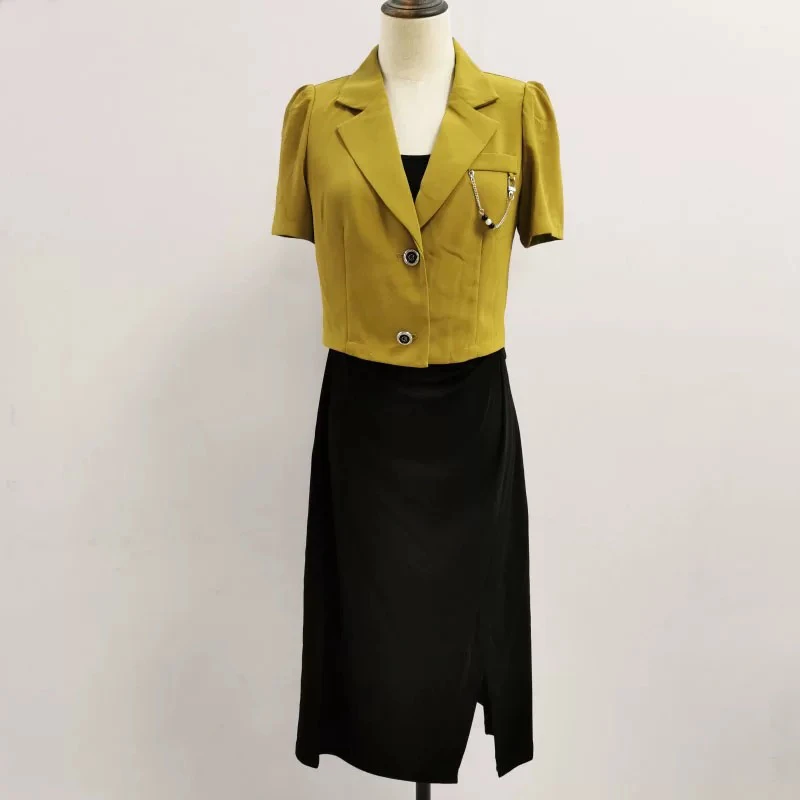 [A600两件套裙]气质百搭女士夏季洋气休闲时尚显瘦修身高腰