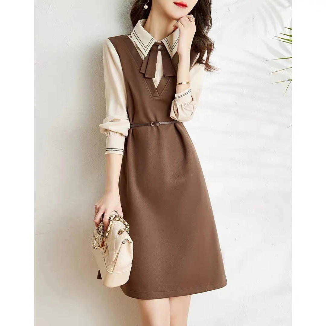 [B001黑咖连衣裙]时尚气质休闲连衣裙