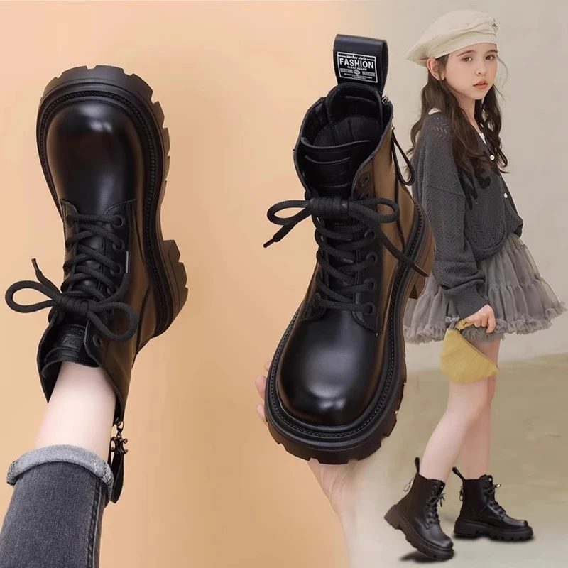 女童马丁靴2025新款秋冬季儿童英伦风加绒短靴中大童女孩公主靴子