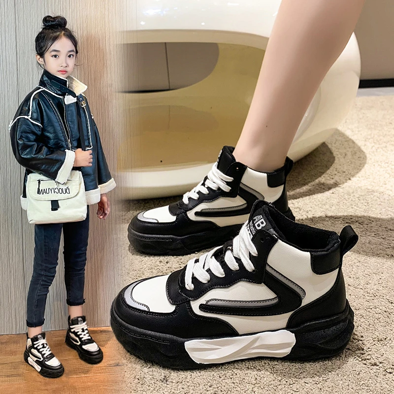 女童鞋子2025春秋新款运动鞋儿童鞋子中大童休闲鞋秋冬季黑色板鞋