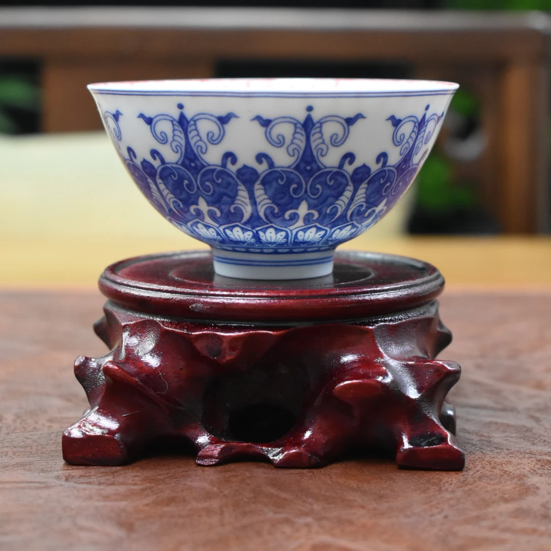 景德镇茶具青花釉里红千佛仿古泥釉下彩主人杯高档茶具青花瓷器