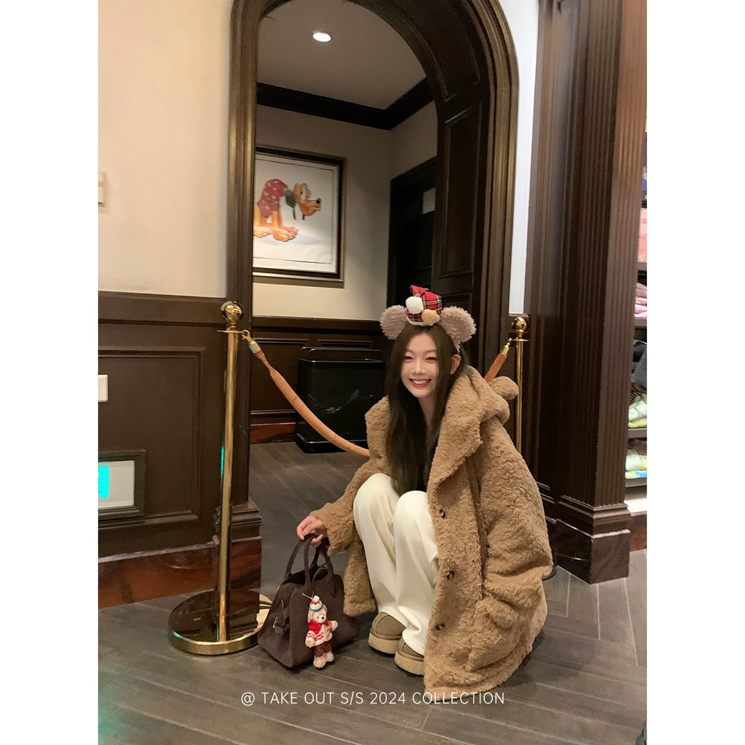 外卖到了【小棕熊】软糯设计感百搭连帽加绒加厚保暖外套WM4KSW12