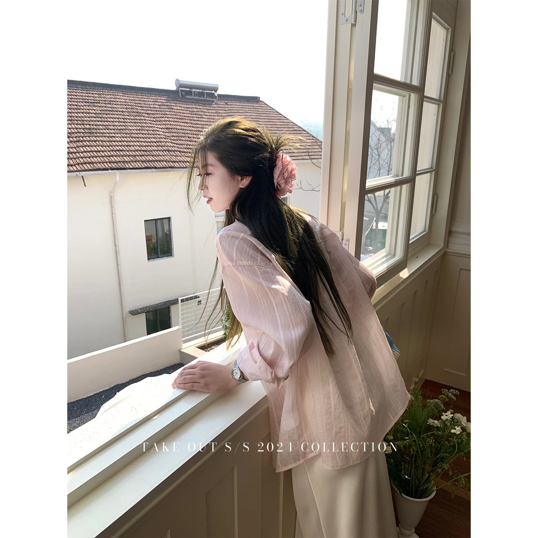 外卖到了【八音盒】韩系休闲轻薄轻奢夏季法式时尚宽松衬衫WM4CSC12