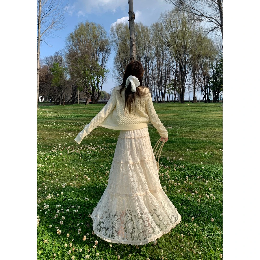 外卖到了【茉莉浮岛】春夏蕾丝重工气质百搭蛋糕裙半身裙-WM4BSQ10