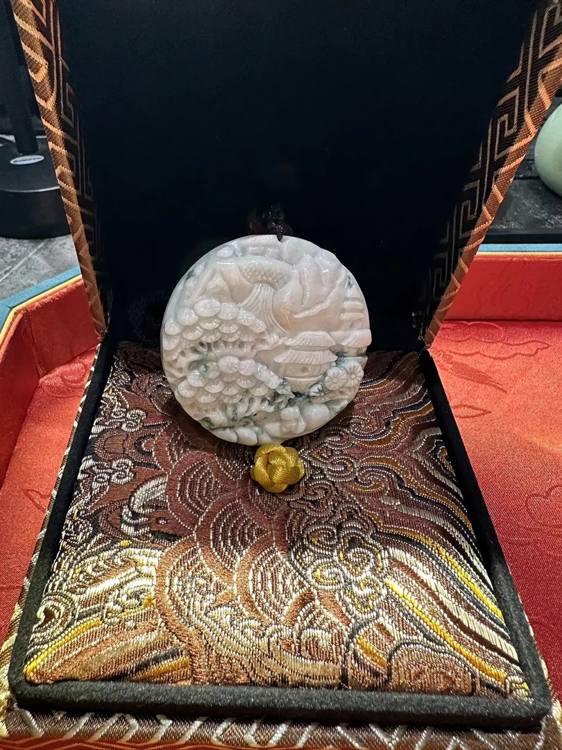 非金属吊坠 非金属手工雕刻山水牌AAA