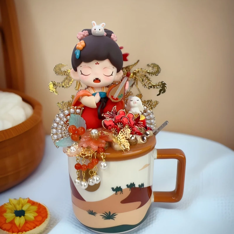 创意手工DIY杯子可爱女孩定制奶油胶陶瓷摆件【兮兮主播代开】水杯