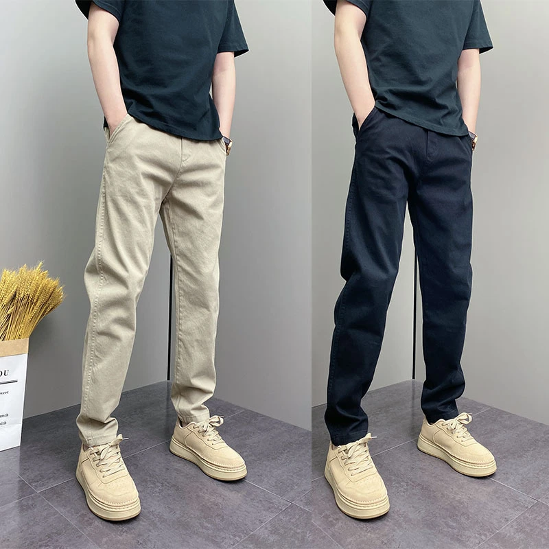 弯刀裤男美式休闲工装裤潮直筒宽松阔腿裤痞帅春季新款纯色哈伦裤