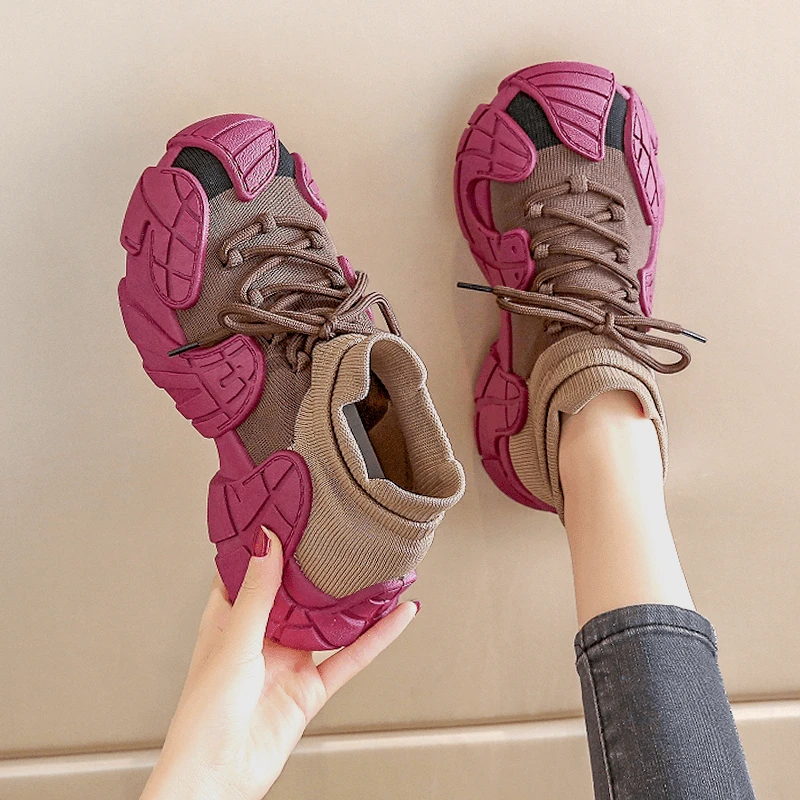 国潮椰子鞋女2024新款春秋透气飞织网面袜子踩屎感休闲运动网鞋