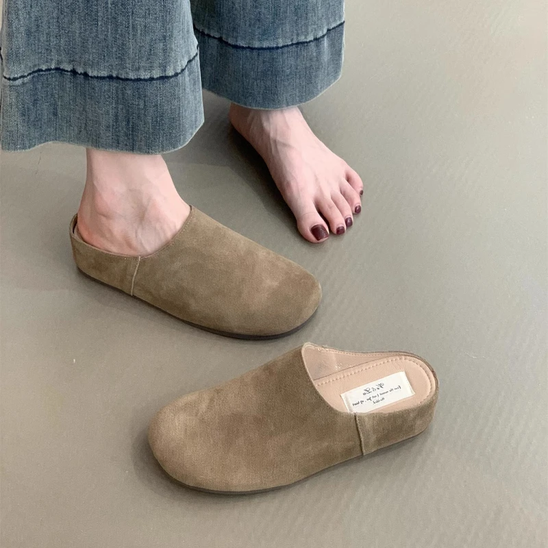 国潮内增高厚底勃肯拖鞋女2025新款春秋新款复古坡跟包头半拖鞋子