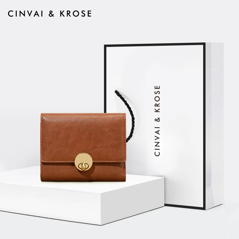 【CinvaiKrose官方正品】真皮钱包女士2025新款复古小众钱夹手拿包