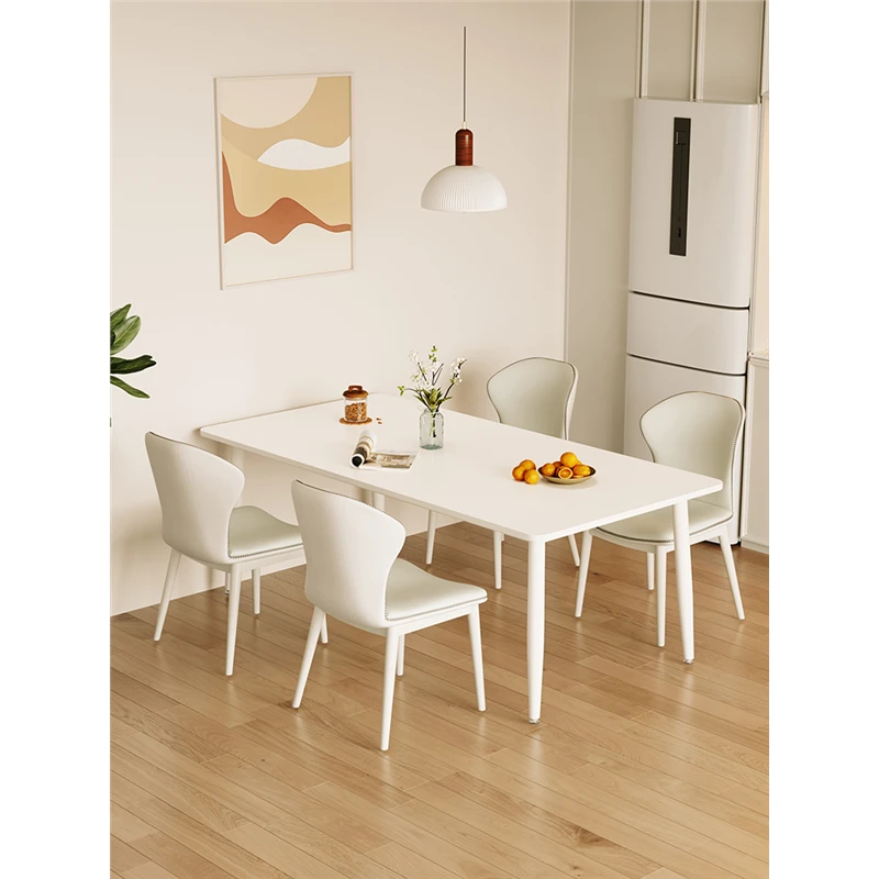 西藏新疆包邮岩板餐桌椅组合北欧饭桌奶油风简约家用租房小户型餐