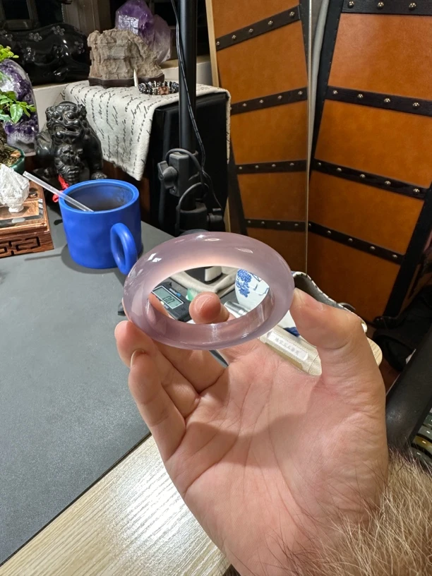 巴西粉紫高冰玛瑙手镯