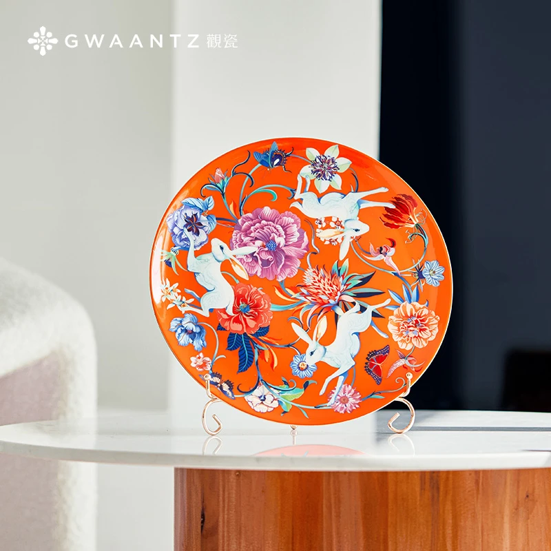 【观瓷艺述】花样年华装饰盘摆件礼品好物 装饰盘1个(搭配盘子支架)