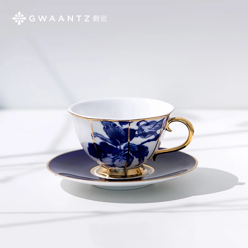 【观瓷艺述】果熟来禽一杯一碟轻奢高档八角咖啡杯碟茶套装陶瓷杯