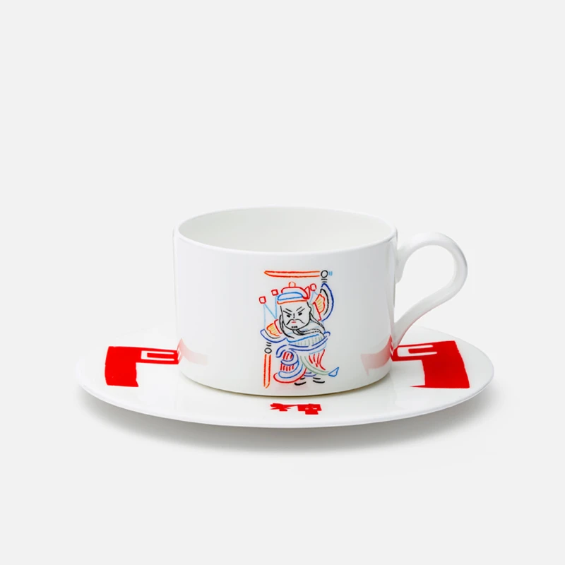 【观瓷艺述】洪卫小门神创意陶瓷杯碟家用水杯子个性陶瓷 一杯一碟