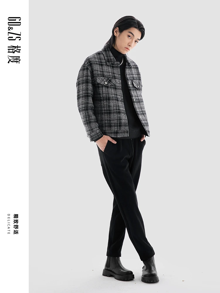 GDZS格度佐致品牌男装-秋冬新款格子呢料时尚黑夹克OCBNC1211