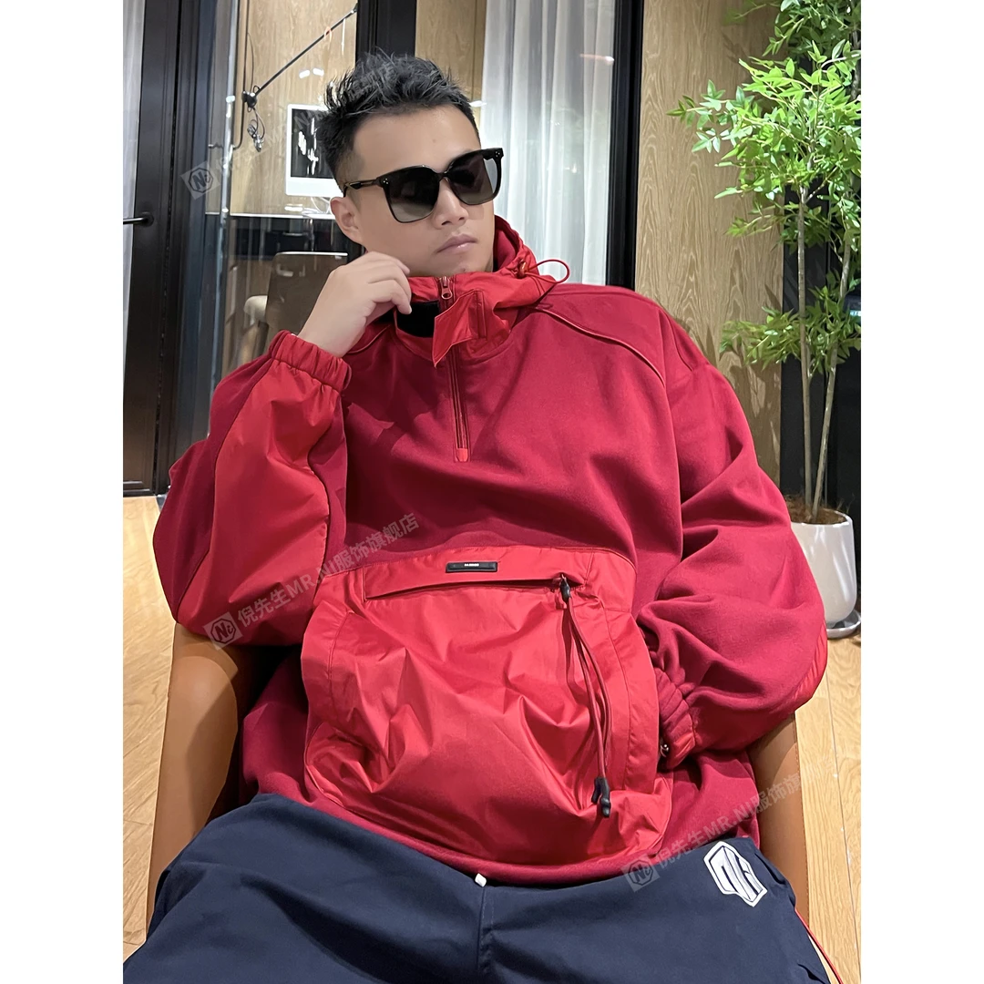 MR.NI/倪先生“一秒变帅”时尚焦点户外宽松冲锋衣下摆抽绳连帽卫衣