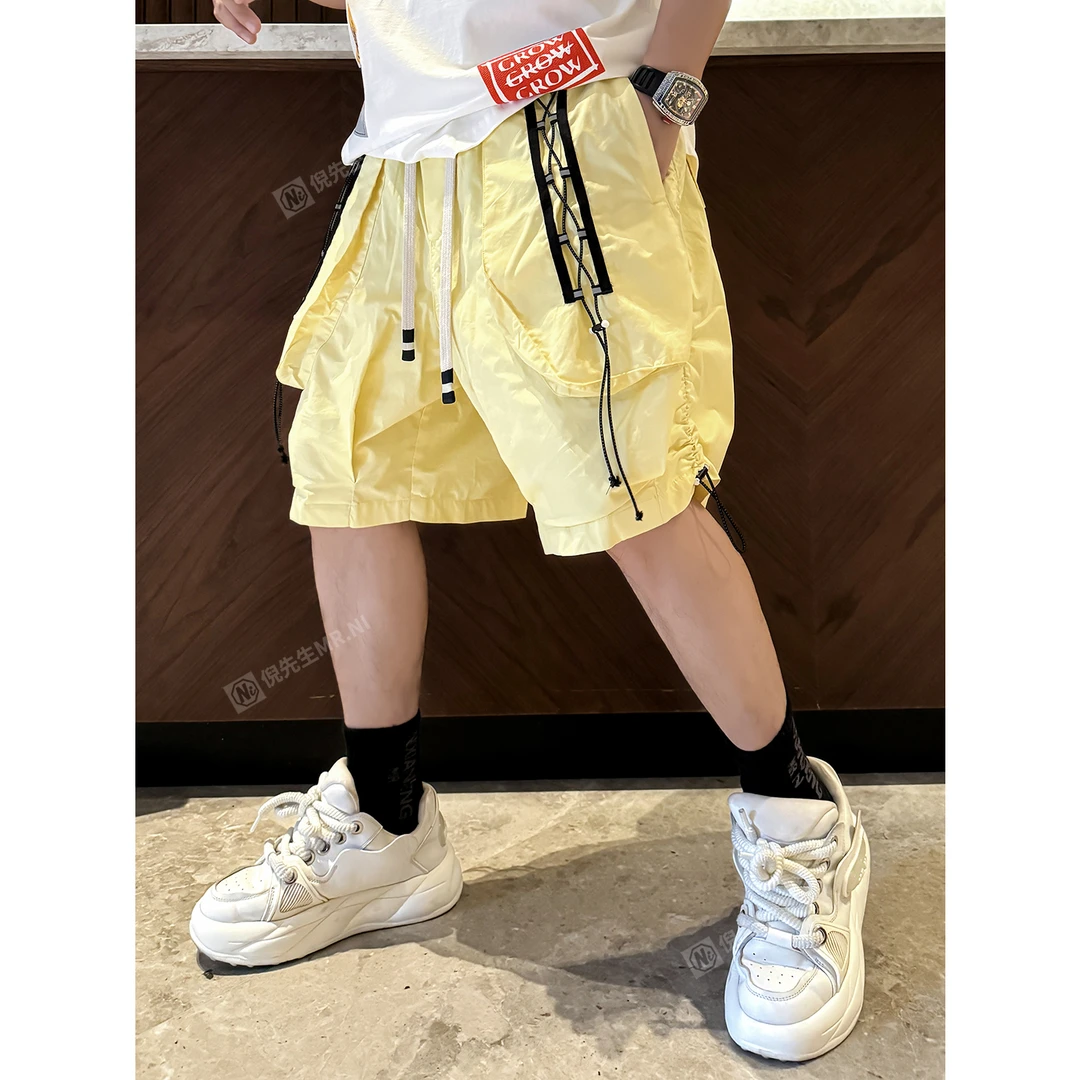 MR.NI/倪先生【减龄天菜】鹅蛋黄巨显白/空调手工编织超薄工装短裤