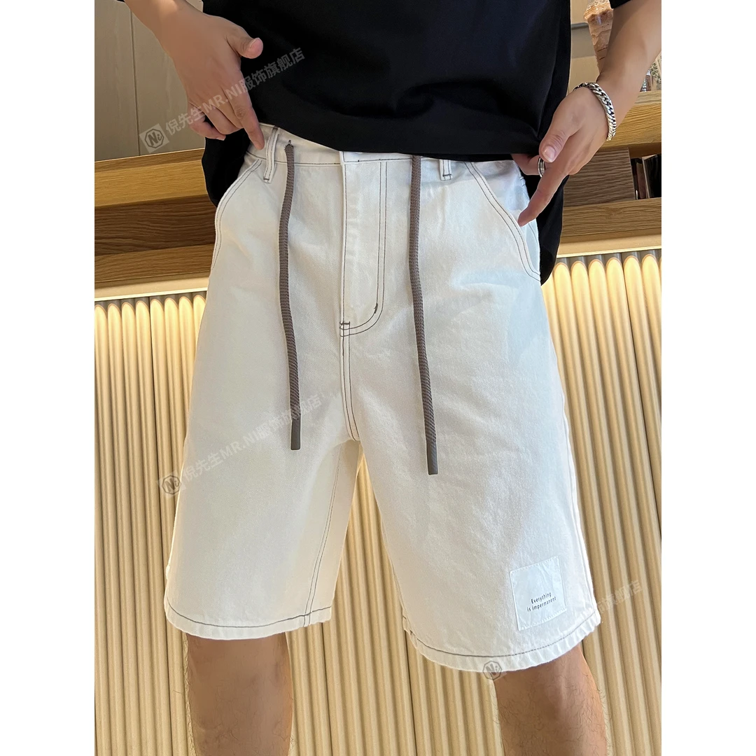 MR.NI/倪先生2024新款爆款夏季潮流新国风时尚百搭宽松牛仔短裤男