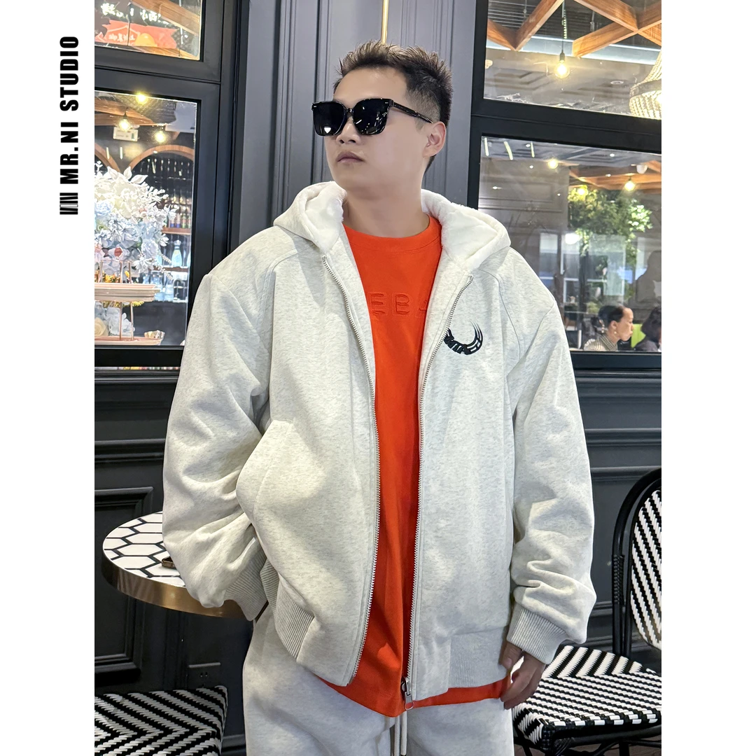 MR.NI/倪先生“面面俱到”邂逅寒冬软糯加绒加厚双面穿卫衣开衫外套