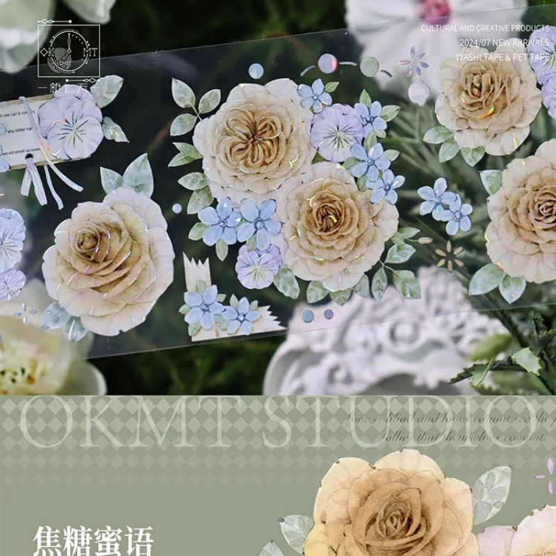 满18包邮OKMT新7天焦糖蜜语贝壳光分装特材拼贴流麻手帐胶带