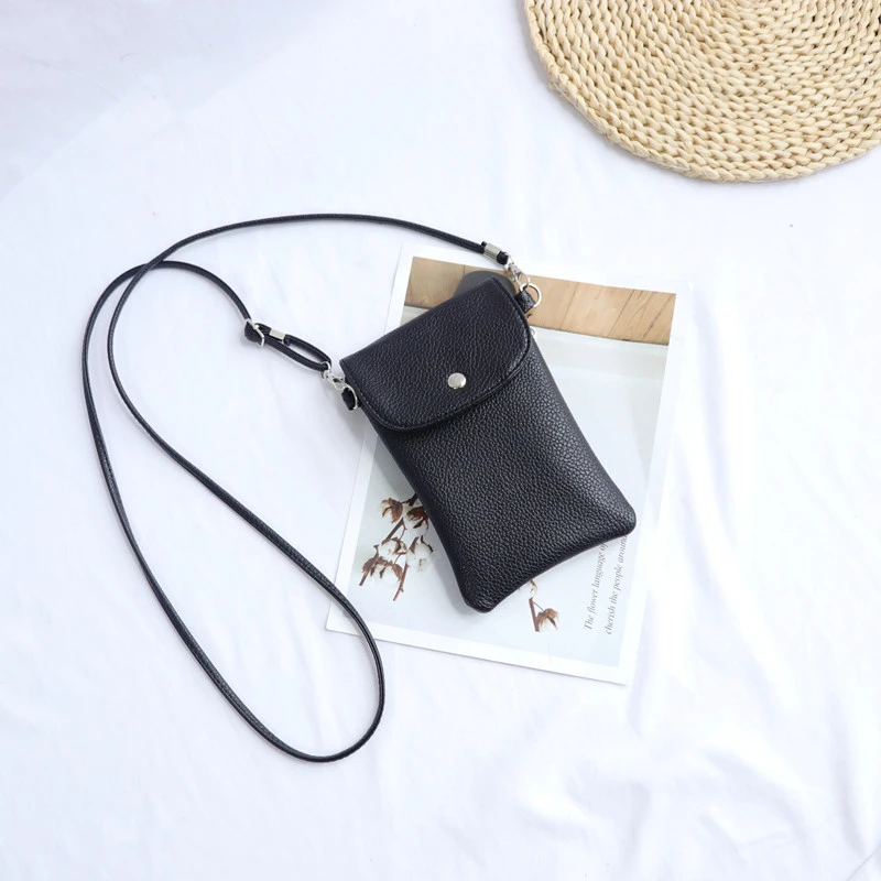 软皮手机包迷你小包包新款大屏纯色手机包女单肩斜挎包零钱手机袋