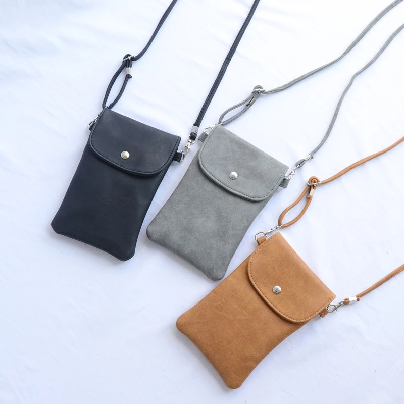 磨砂小包包新款百搭竖款手机包女简约时尚挂脖斜挎包迷你零钱包袋