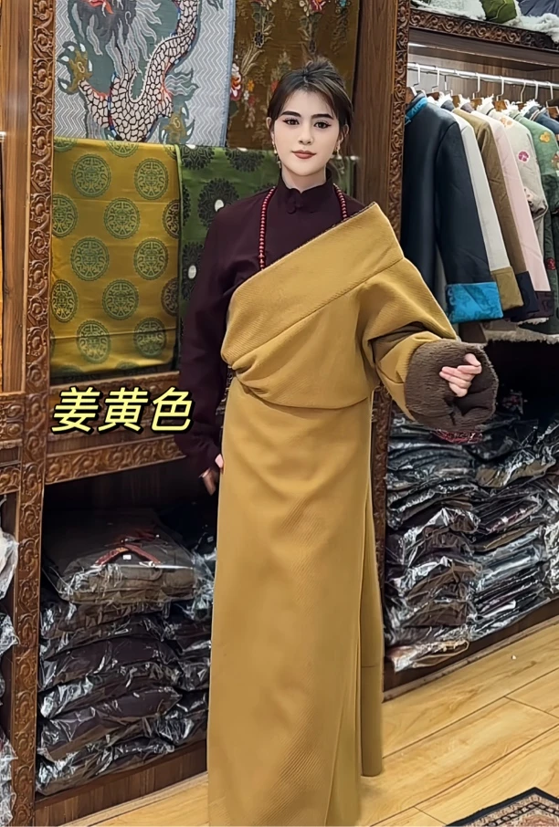 新款冬季暗纹藏袍 加厚时尚气质女士藏服