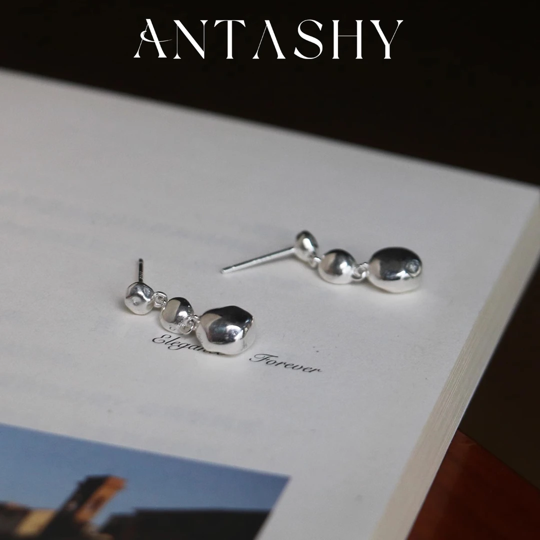 925银耳饰 原创小众设计不规则小银豆法式优雅高级气质耳环