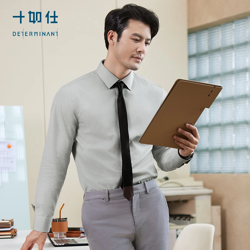 十如仕长袖商务衬衫休闲男士免烫新疆长绒棉男高级感新款301-04