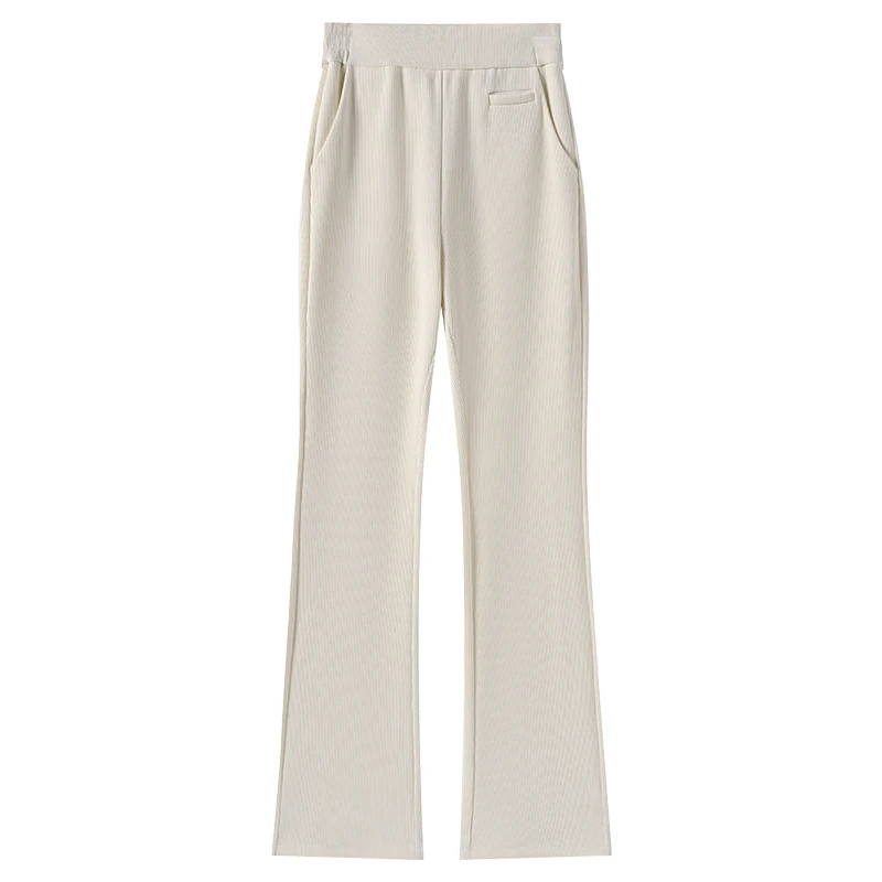 欧棉绒微喇裤子女春秋2024新款雪尼尔阔腿裤女高腰显瘦休闲喇叭裤