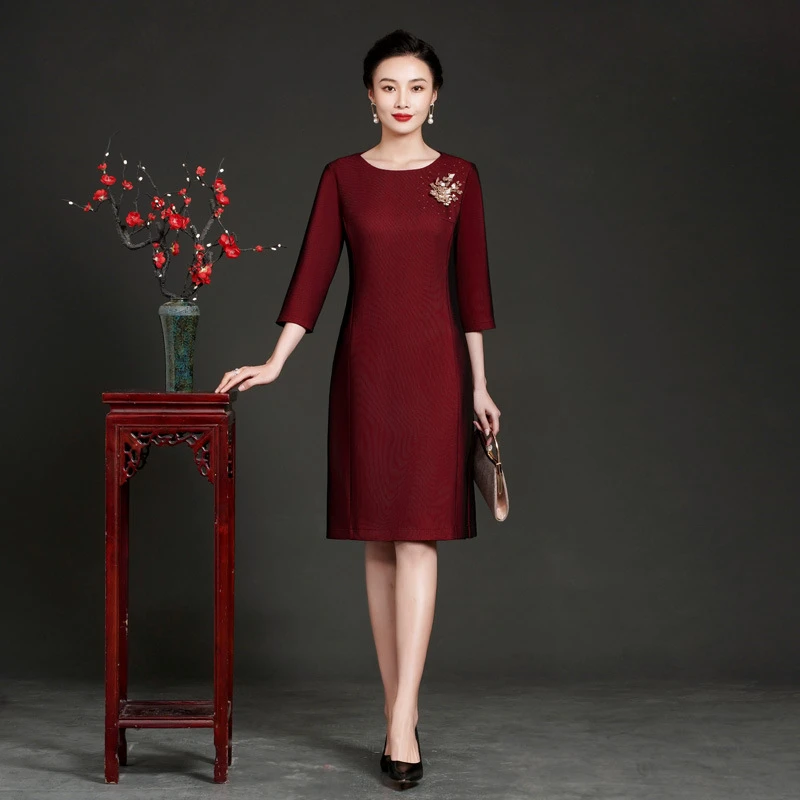新款妈妈婚庆婚宴礼服气质 高贵优雅显瘦时尚喜婆婆妈妈婚宴礼服