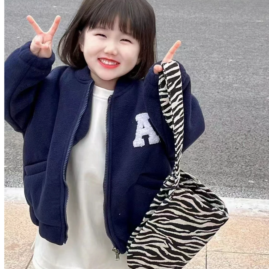 秋冬新款男女童双面摇粒绒外套宝宝儿童小清新保暖外穿休闲上衣潮