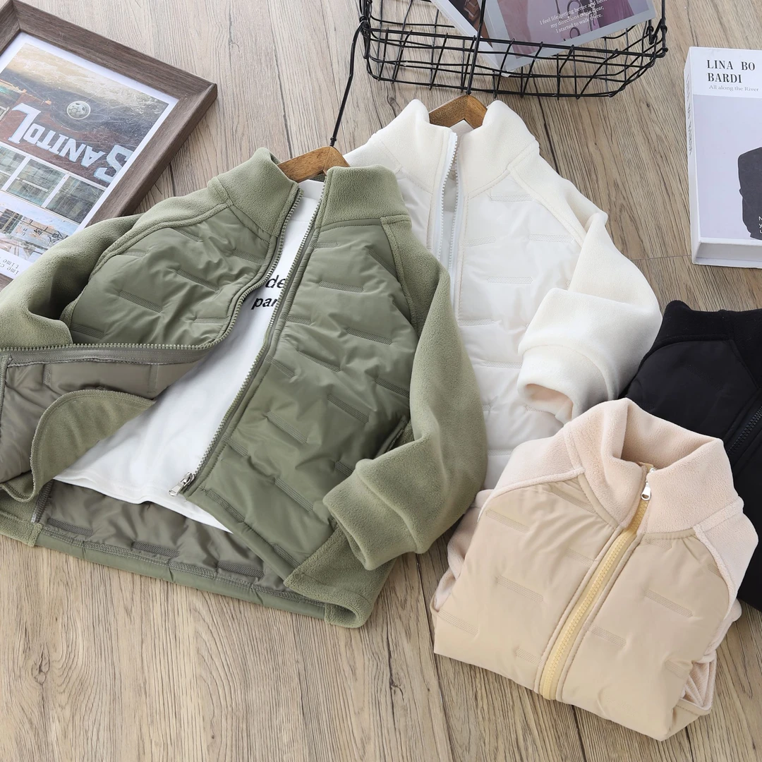 男童夹棉加厚外套秋冬装儿童加绒上衣2024冬季新款男女童保暖衣