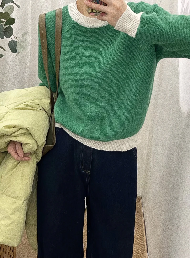 2023年冬季新款高领厚毛衣长袖长袖针织时尚宽松圆领韩版秋冬套头