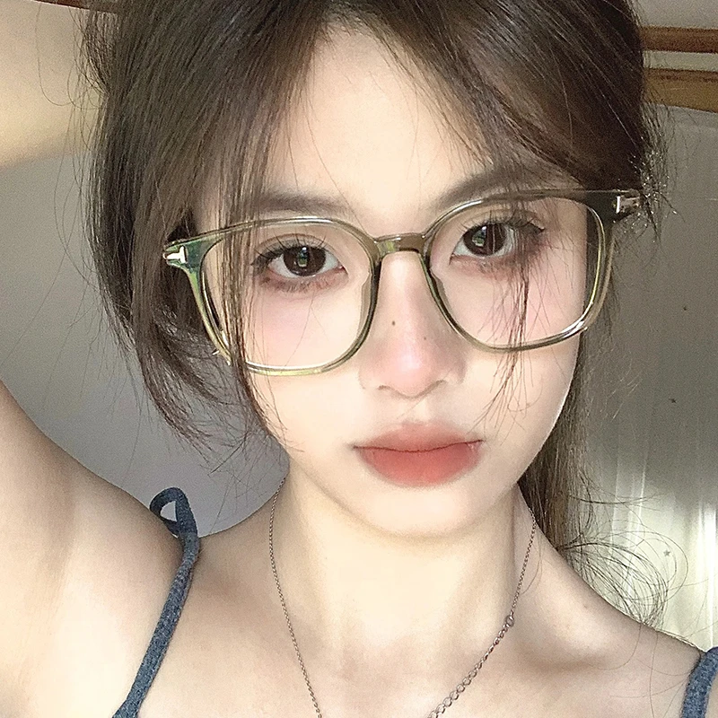 韩版蓝光大框防辐射绿色眼镜框ins网红同款TR90超轻复古眼镜女潮