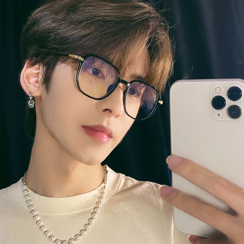 素颜渐变黑框眼镜男生款潮学生可配近视有度数防蓝光辐射眼镜框架