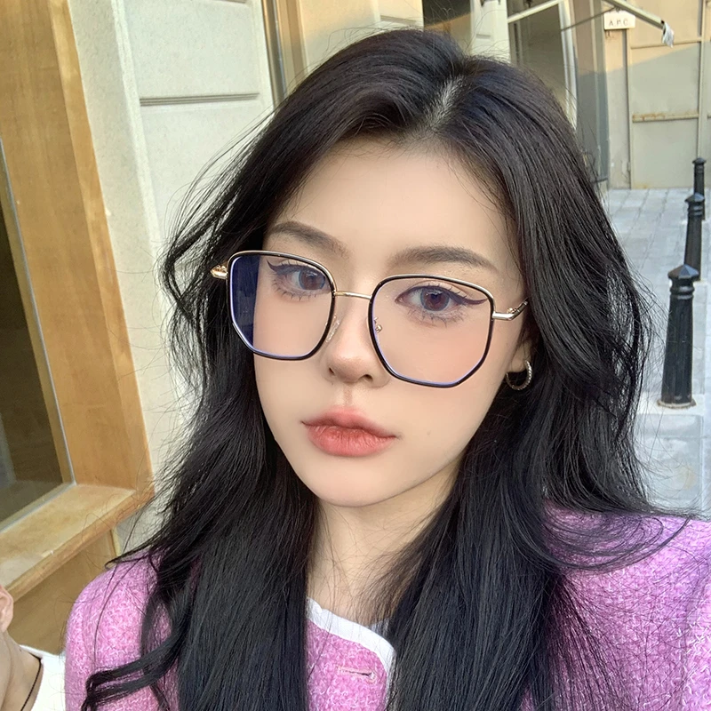 超大框方形圆脸防蓝光眼镜潮大脸显脸小素颜镜框女近视镜眼镜架潮