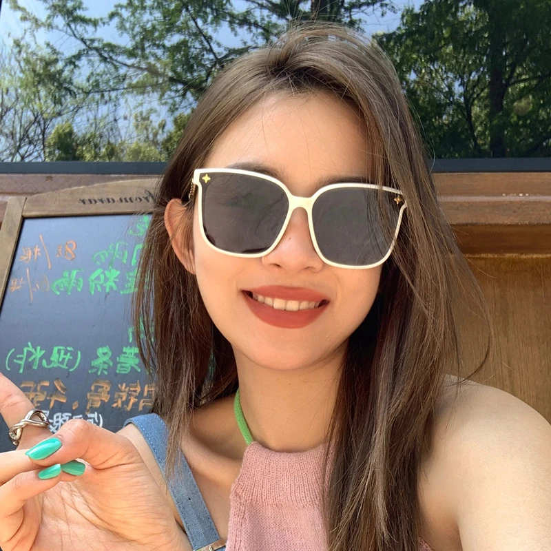 新款墨镜女高级感ins网红款偏光防晒太阳镜大框圆脸显瘦眼镜男款