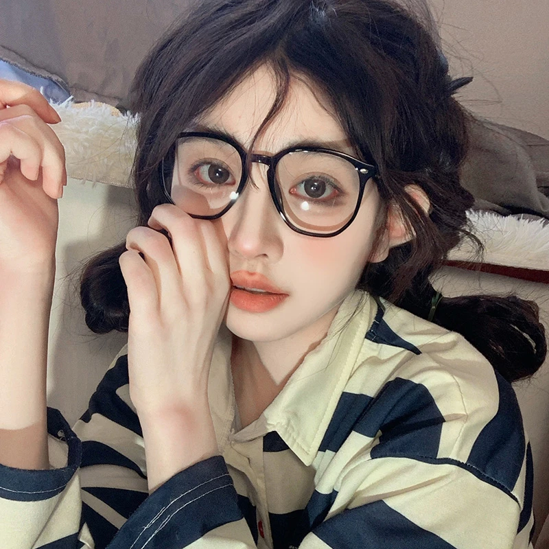 黑框眼镜女韩版潮素颜神器圆脸显瘦日系萌妹防蓝光可配度数近视镜