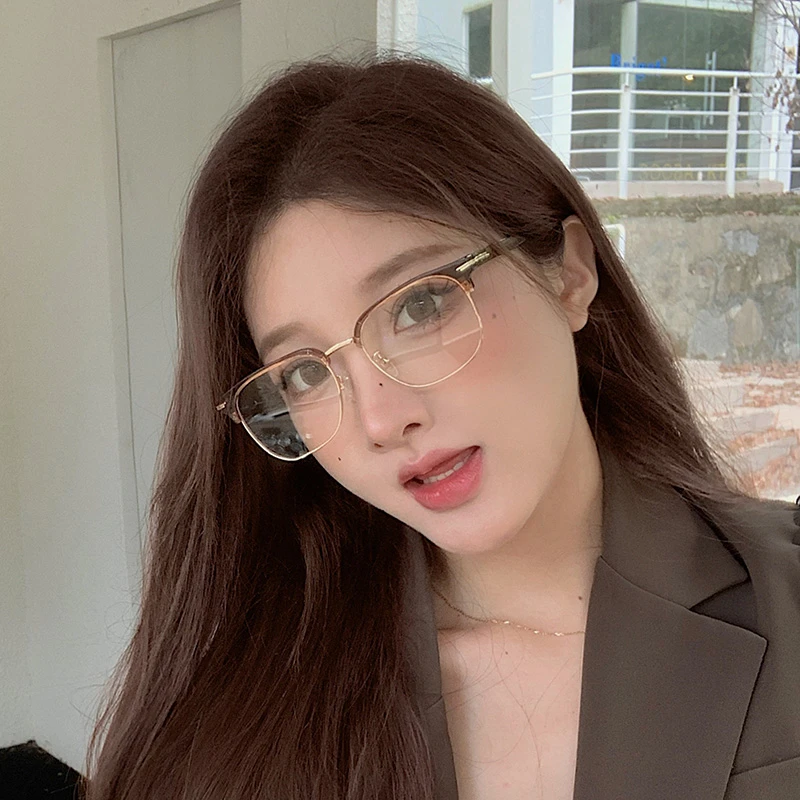 韩版茶色眉毛架超轻商务镜框女气质显脸小时尚防蓝光眼镜可配度数