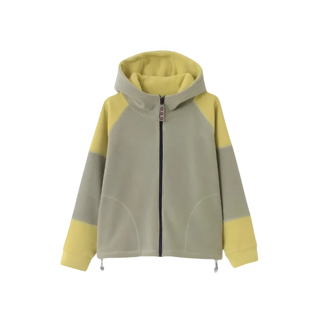【尾】秋冬女装新品 重磅摇粒绒拼色连帽外套 休闲百搭21637