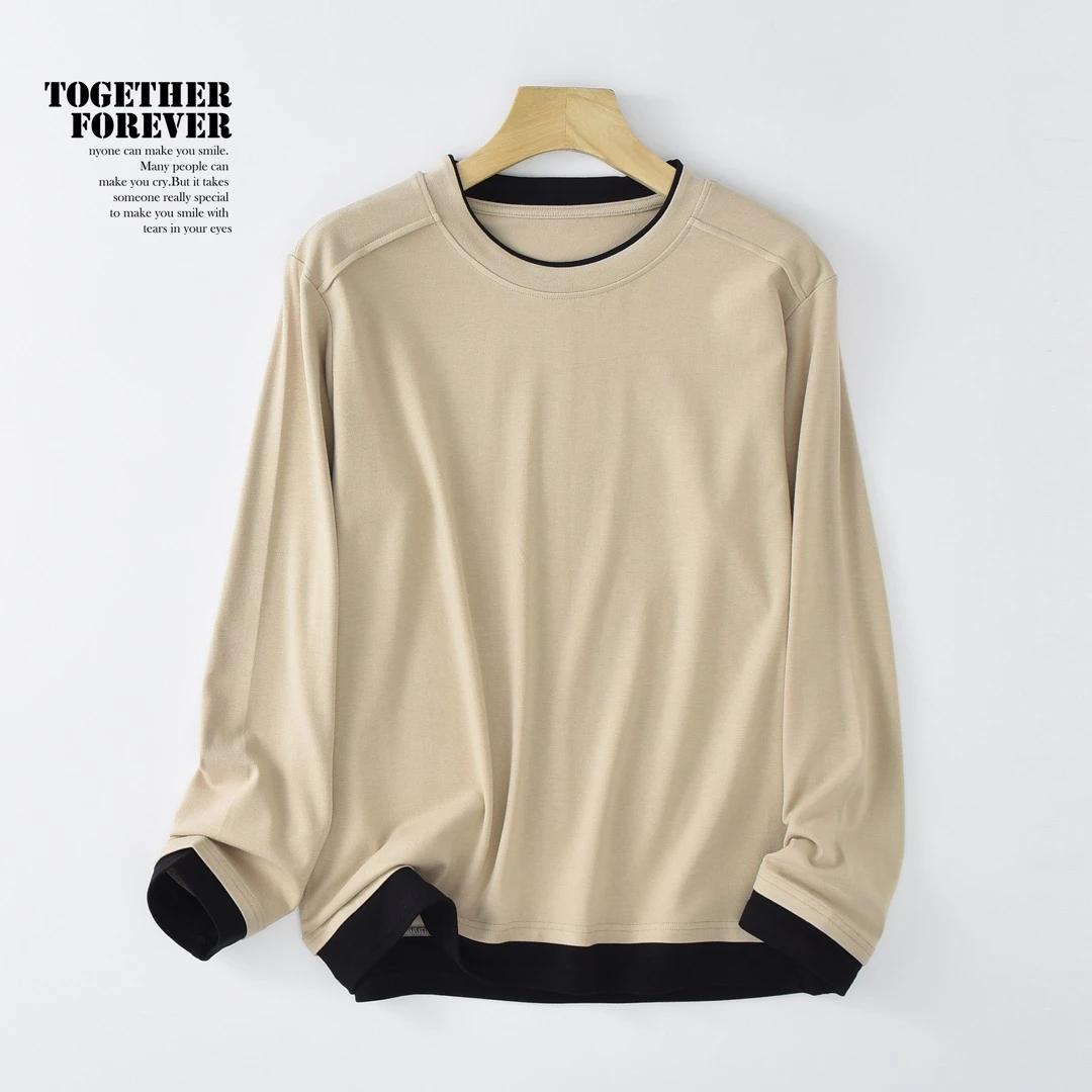 春款！春款！叠穿设计假两件春款简约百搭休闲运动长袖打底衫女650