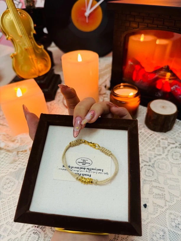 铜合金手链 简约咖绳盘缠手链